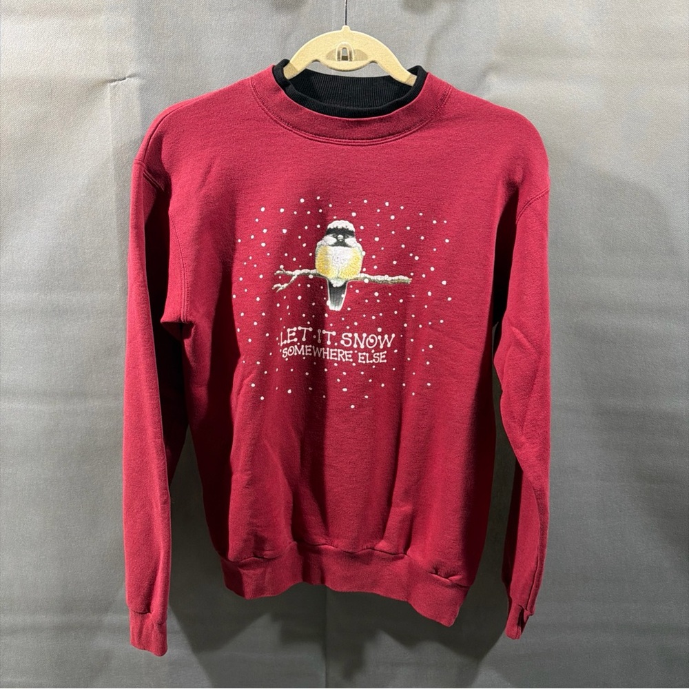 morning sun grandma sweatshirt let it snow somewhere else bird adult Sz SP